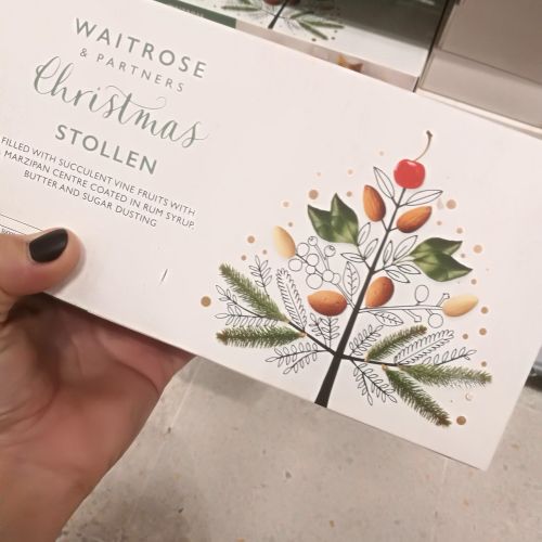 Waitrose Christmas Stollen box with botanical design by Hannah Davies