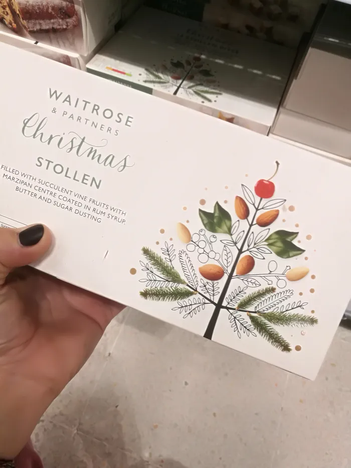 Waitrose Christmas Stollen box with botanical design by Hannah Davies