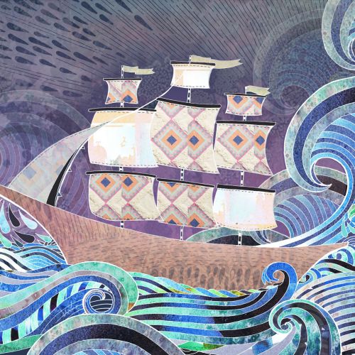 Ships at the marina graphical illustration