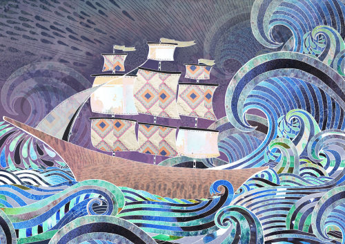 Ships at the marina graphical illustration