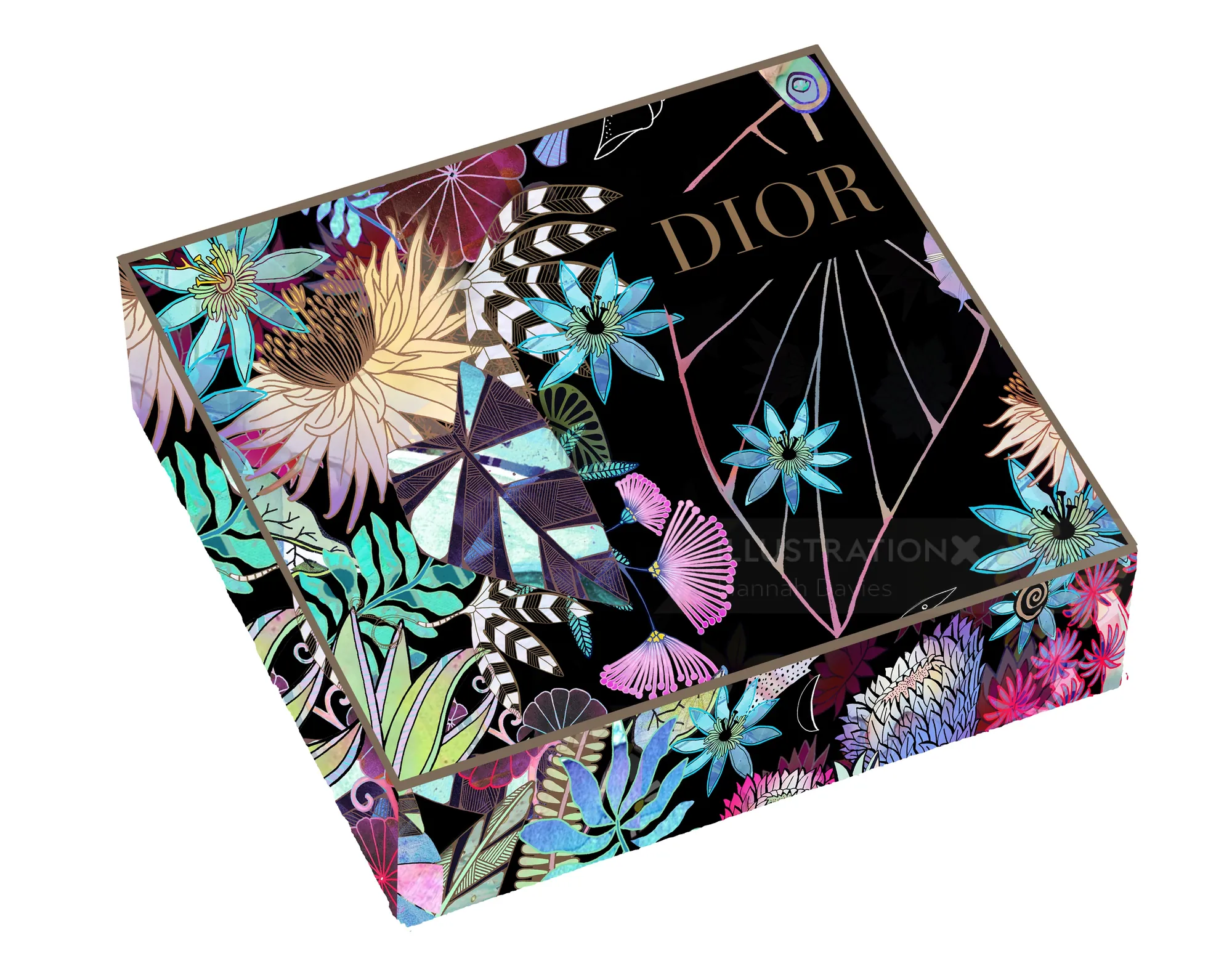 Decorative Dior box with floral and geometric patterns by Hannah Davies