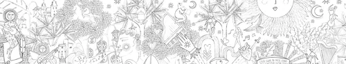 Detailed mural concept with whimsical Welsh cultural motifs by Hannah Davies