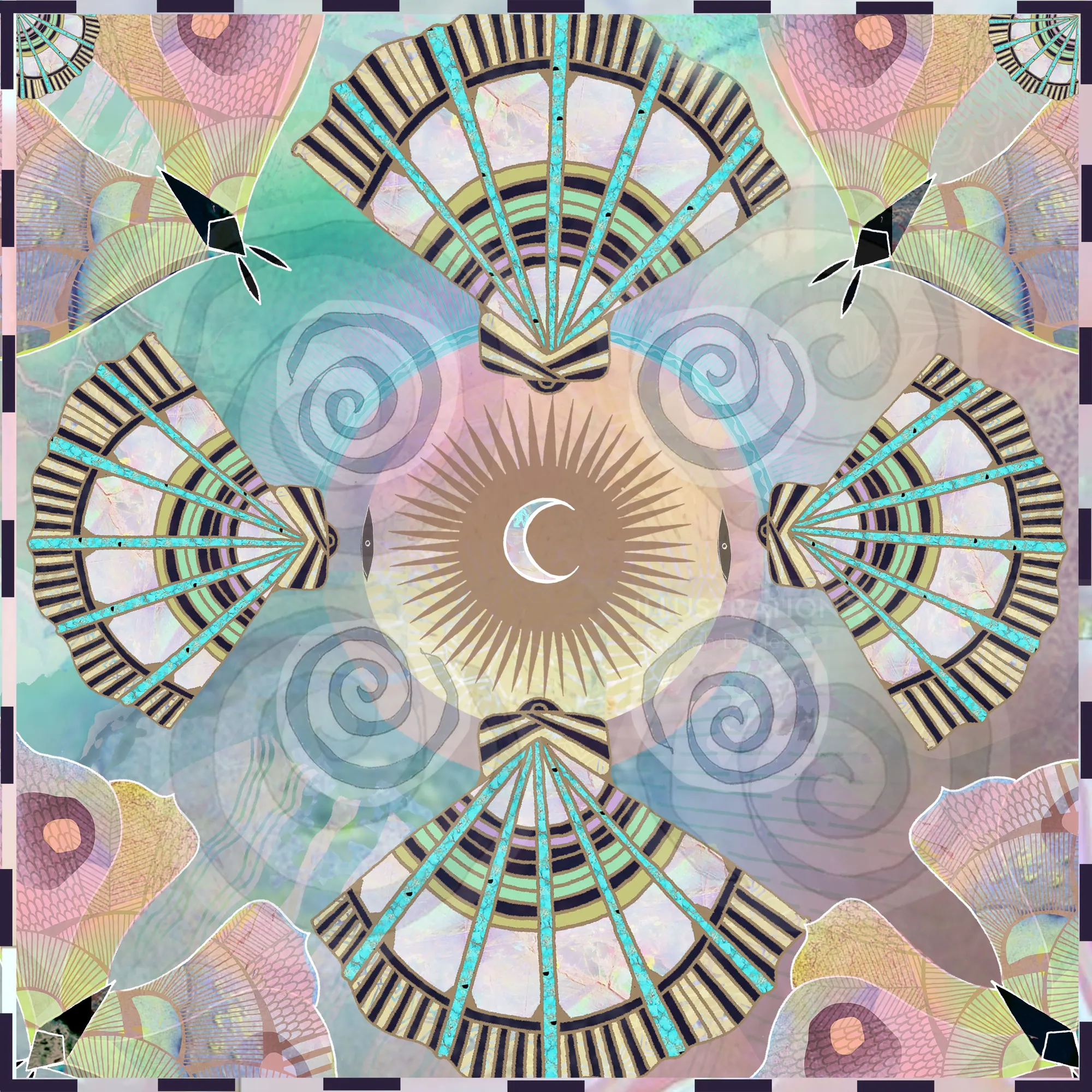 Geometric fan pattern artwork by Hannah Davies