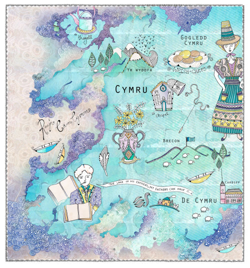 Ilustración del mapa galés por Hannah Davies