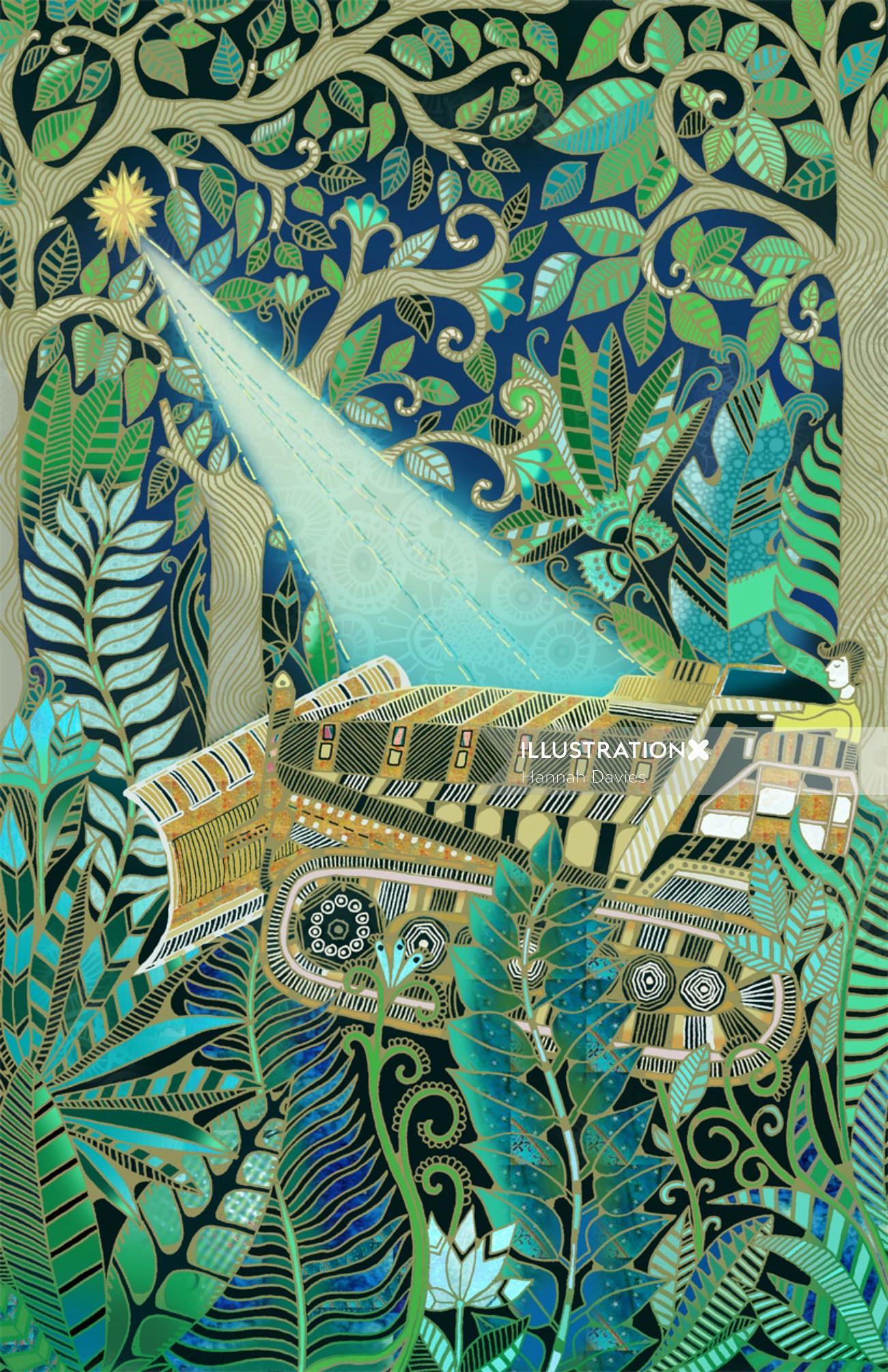 Ilustração da selva boliviana por Hannah Davies