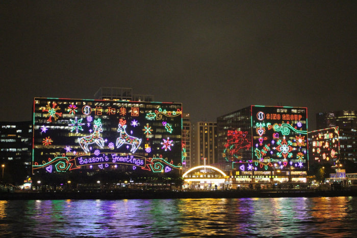 Decorative Season Greeting on city building
