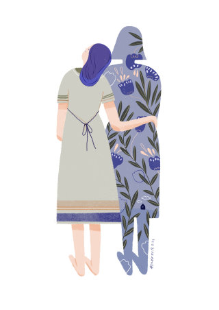 Ilustración conceptual de amor de sombra de mujer 