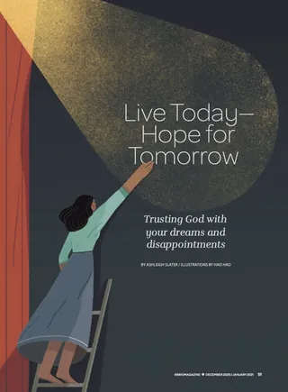 Woman reaching toward light with the message Live Today - Hope for Tomorrow by Hao Hao