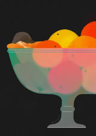 Fruit bowl with oranges, lemons, and other citrus by Hao Hao