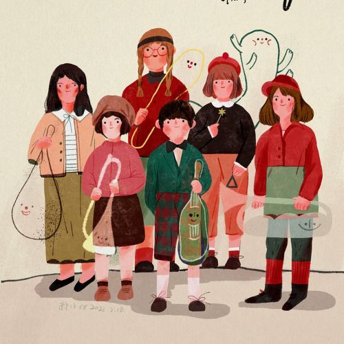 Children standing together in colorful clothes celebrating Children's Day by Hao Hao