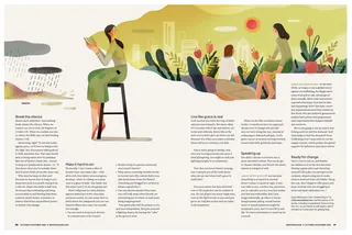 Illustration of people in nature and urban environment by Hao Hao