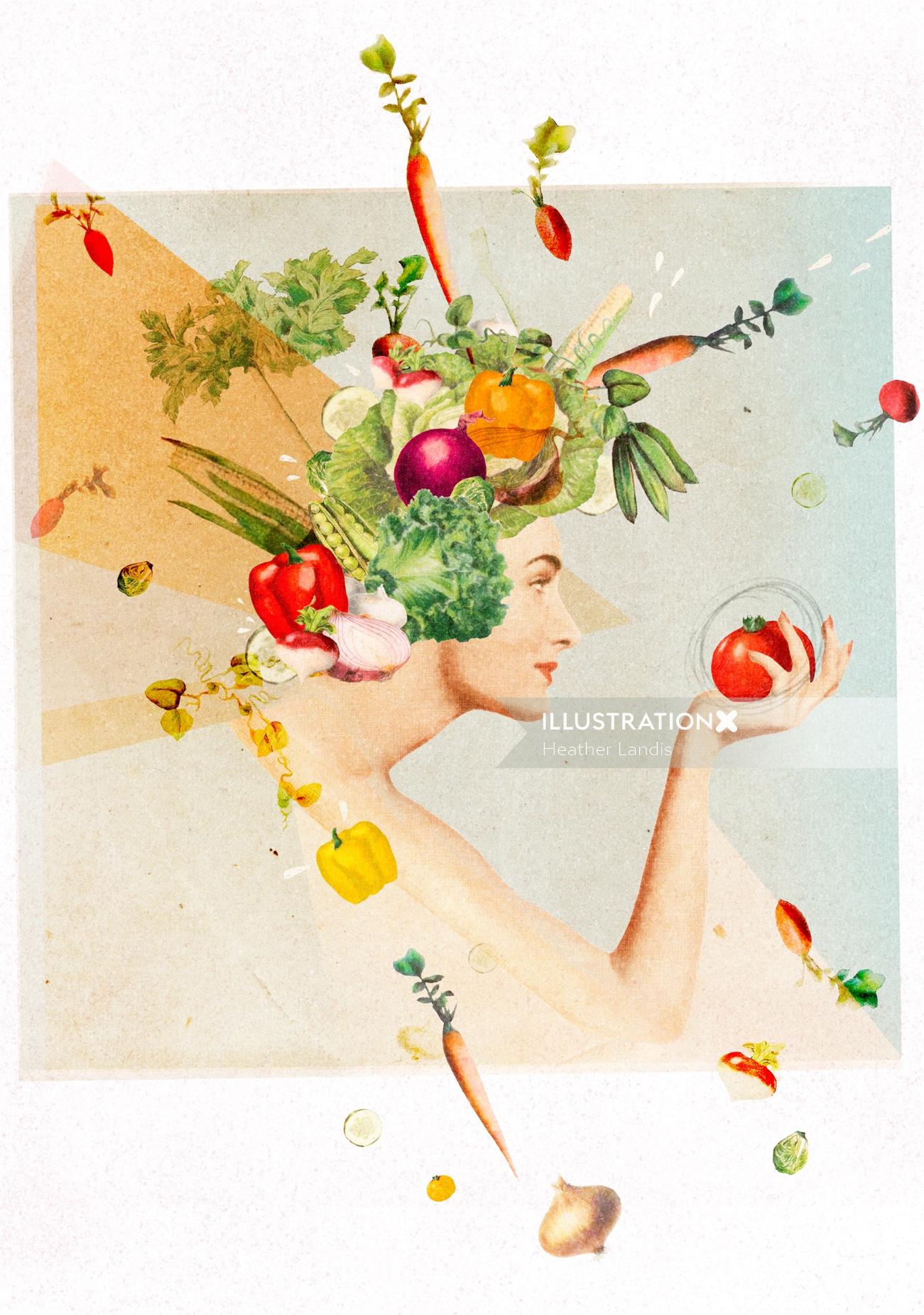 Ilustração de mulheres saudáveis para a revista de saúde feminina