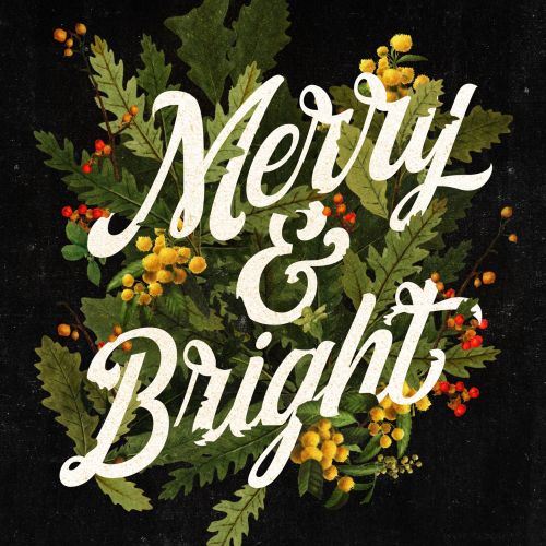 Merry & Bright lettering for invitation card