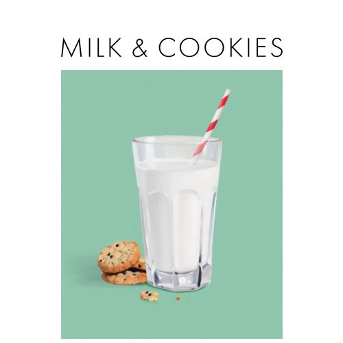 Glass of milk with chocolate chip cookies on teal background