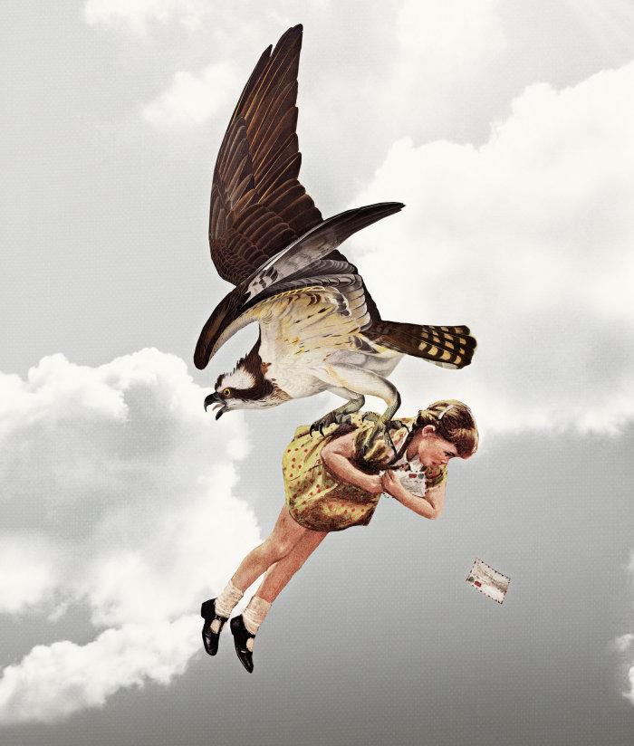 Une illustration de l&#39;aigle tenant la jeune fille