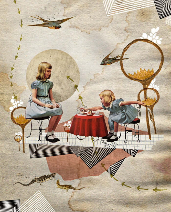 Girls playing illustration by Heather Landis