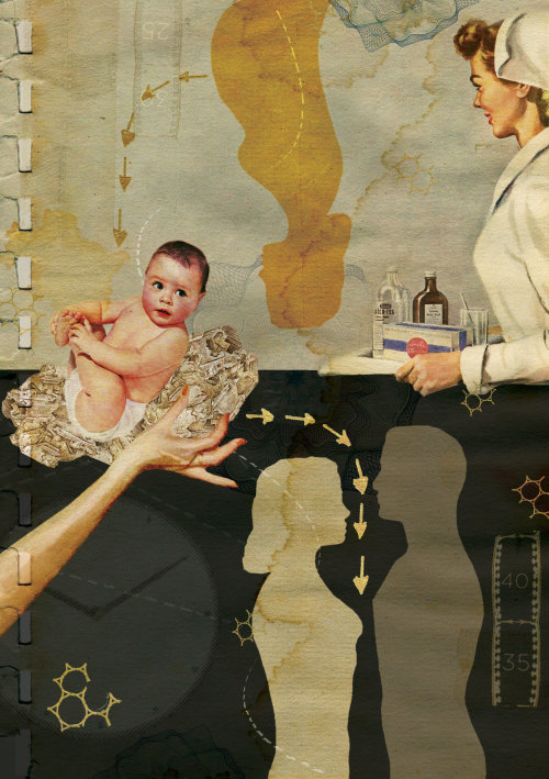Art conceptuel de l&#39;infertilité et de la maternité de substitution pour Gloss Magazine