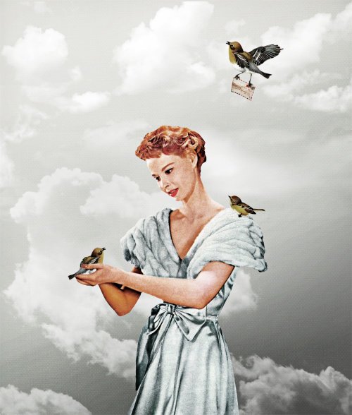 Une illustration d&#39;une dame tenant des oiseaux