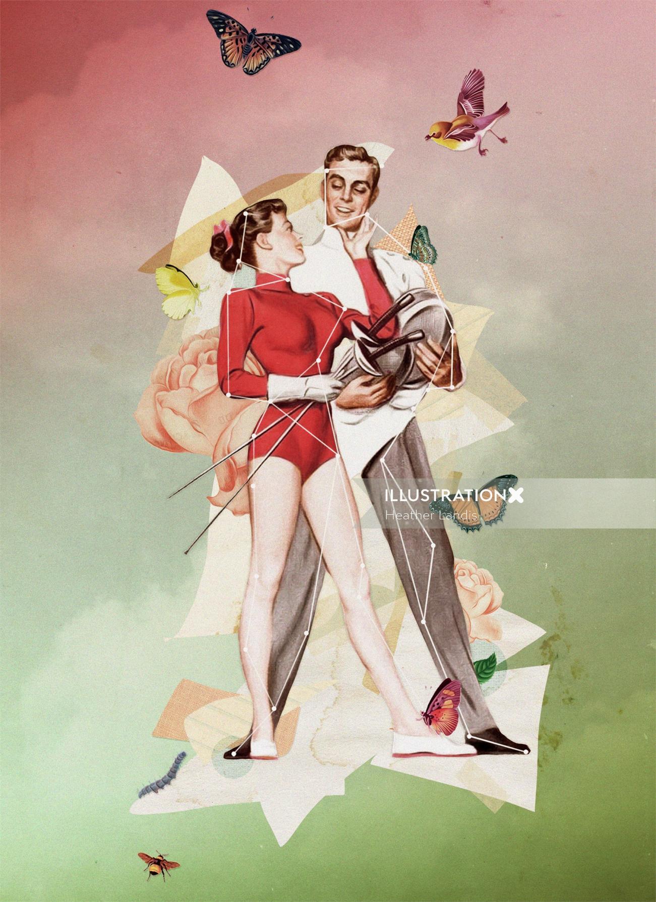 Uma ilustração de casal dançando