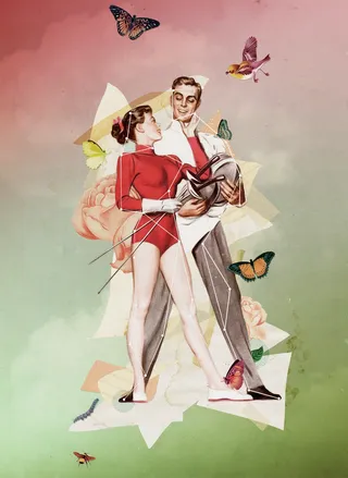 An illustration of couple dancing