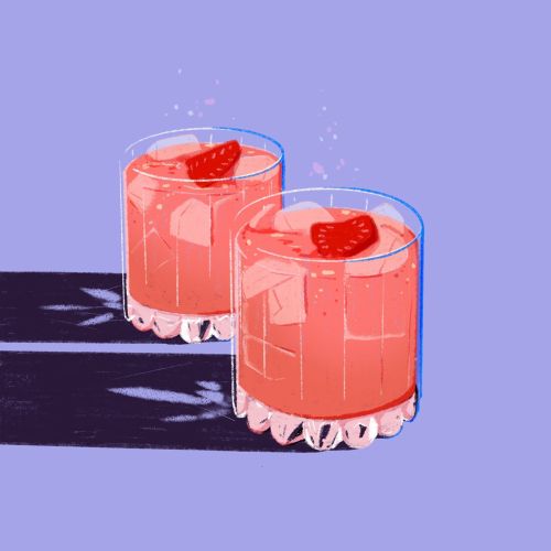Drawing of a summer drink flavored with strawberry