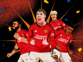 Portraits of Manchester United soccer players