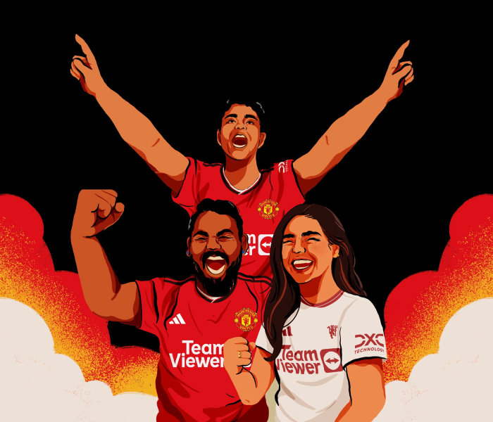 Diseño de campaña de los aficionados del Manchester United.
