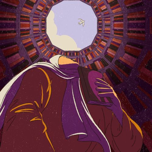 Person looking upward inside circular structure by Heedayah Lockman