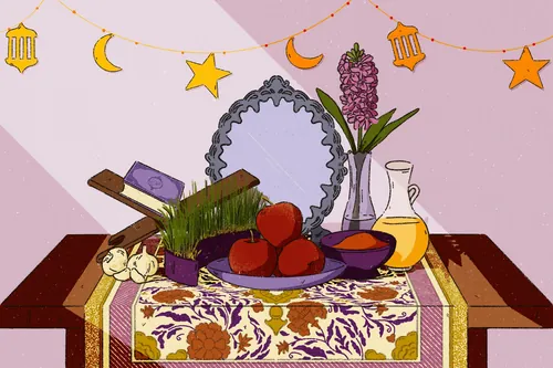 Ramadan table with dates, garlic, herbs, and decorative lanterns by Heedayah Lockman