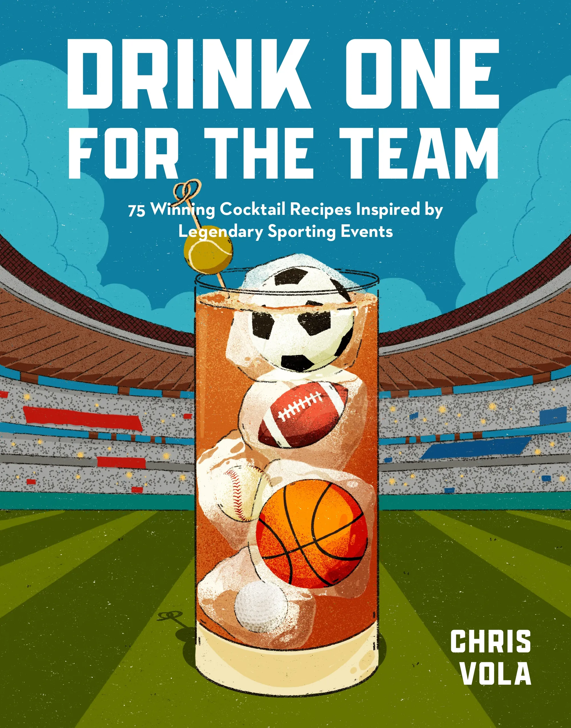 Ilustração Heedayah Lockman para "Drink One for the Team", mostrando um copo de coquetel esportivo.