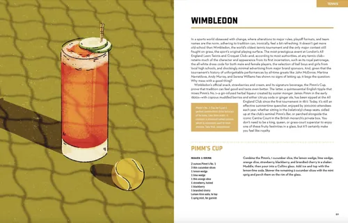 Illustration of Pimms Cup cocktail and Wimbledon text by Heedayah Lockman