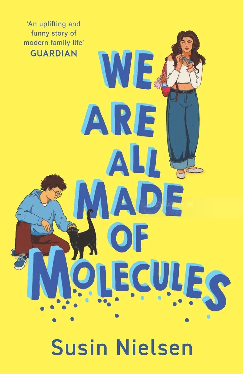 Heedayah Lockman illustration of two young people and a dog on a yellow book cover