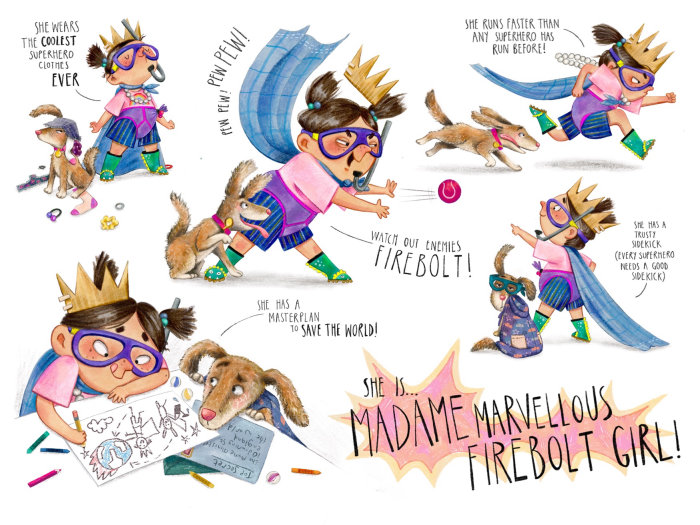 She is.. Madame Marvellous Firebolt Girl! book jacket design