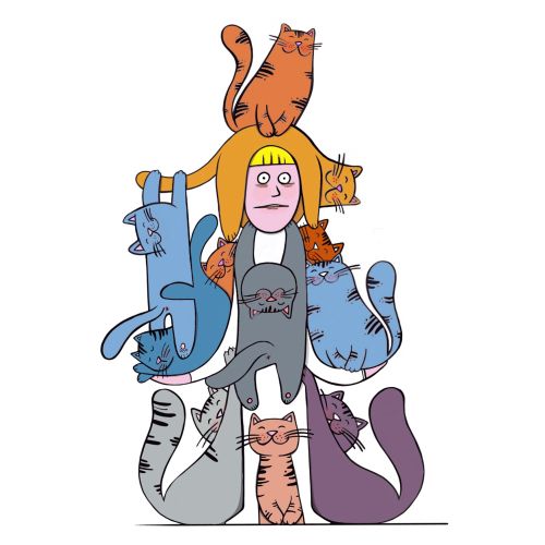 Graphic design of cat lady