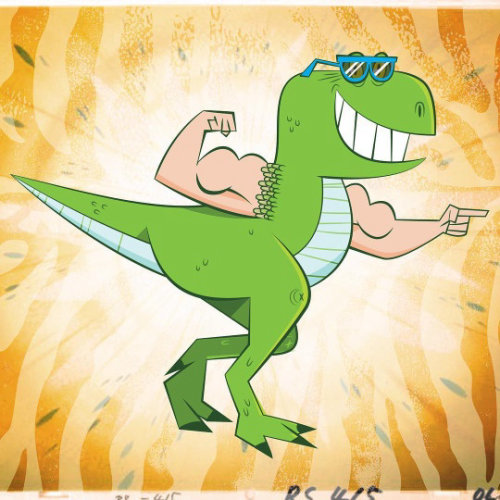Cartoon illustration of DinoMighty