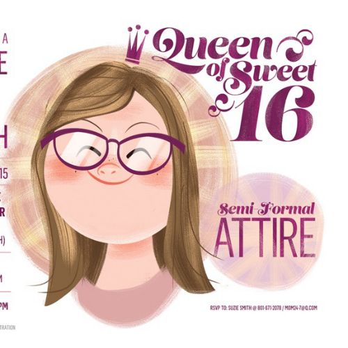 Cartoon illustration of Queen of sweet sixteen