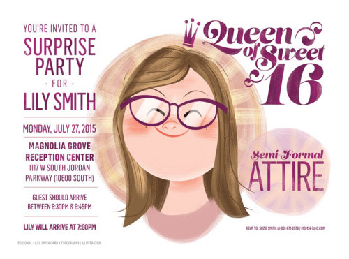 Cartoon illustration of Queen of sweet sixteen