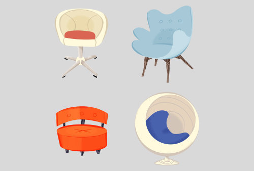 Vector art of various chairs