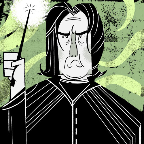 Cartoon illustration of Snape