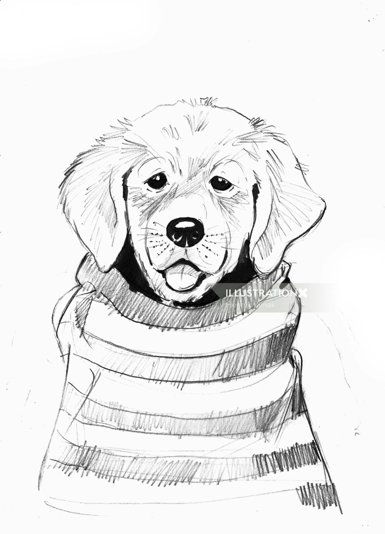 Sketch art of puppy dog 