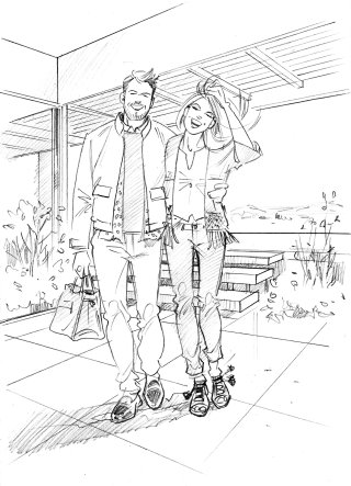 Boceto de dibujo de parejas. 