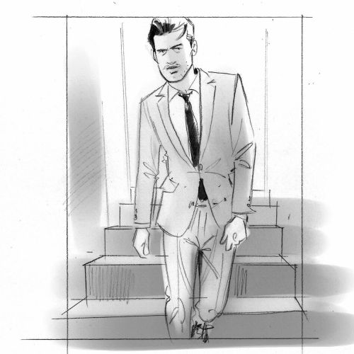Sketch art of man in suit 