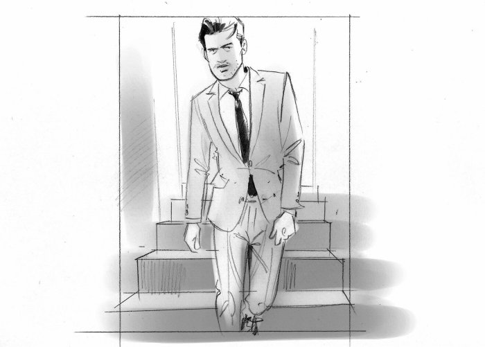 Sketch art of man in suit 