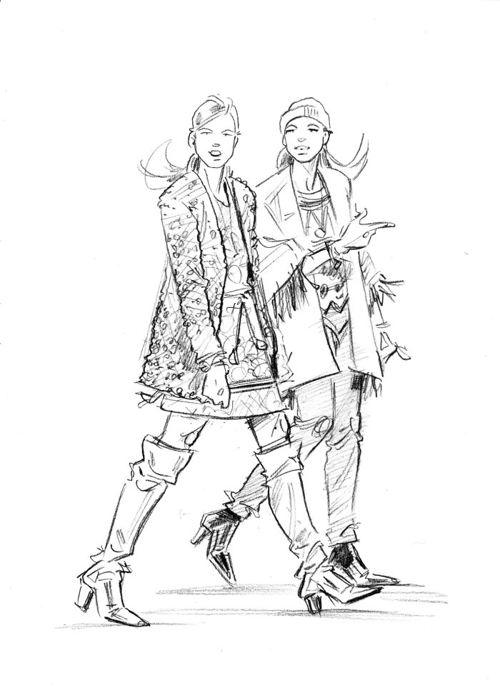 妇女复古时尚素描艺术