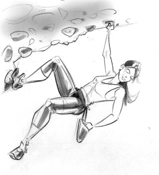 Ilustração esportiva de menina subindo colinas 