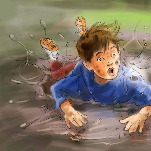 Boy falling into water