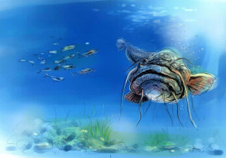 Ilustración de la naturaleza de criaturas marinas profundas.