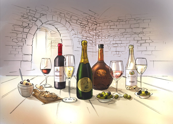 Illustration de nourriture et de boisson du vin