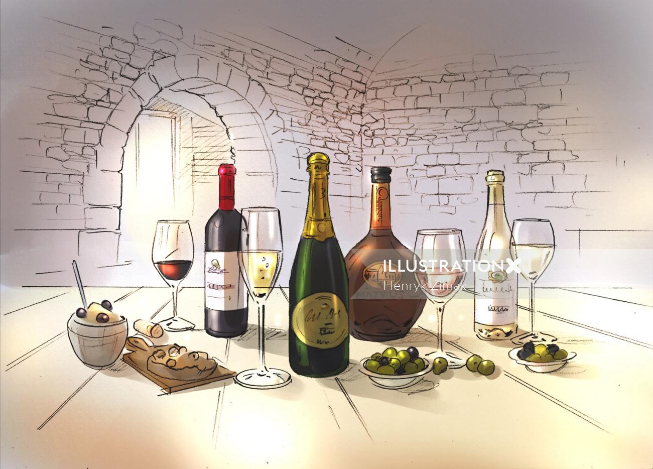 Food and drink illustration of wine 