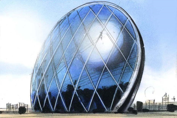 玻璃房子的建筑插图